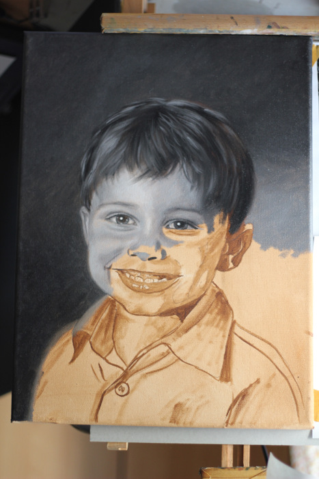 Kinder malen, Gesichter malen altmeisterlich mit Grisaille - <b>Monika Kunze</b> - jona_grisaille2
